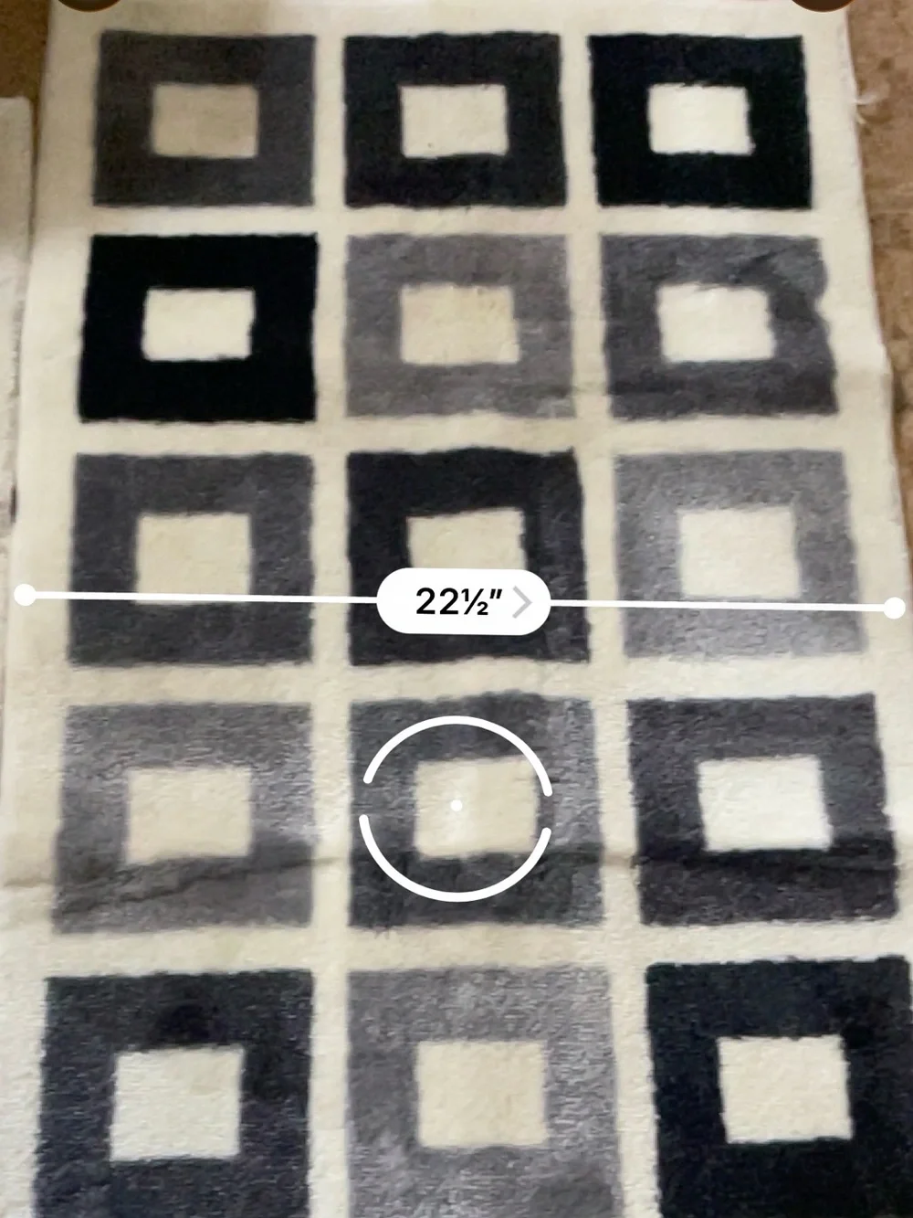 Geometric Square Pattern Bath Rugs - Neutral Gray & Black